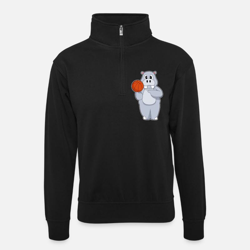 Hippo Basketteur Basketteur - Sweat col montant zippé unisexe - noir