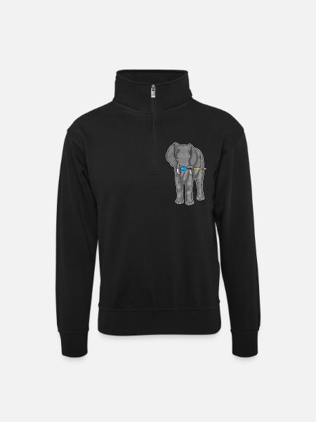 Elephant Dart Dart - Unisex sweater with zip collar - black