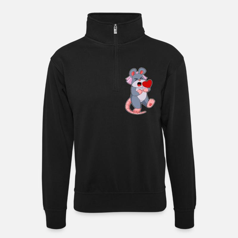 Mouse Bride Veil Wedding - Unisex sweater with zip collar - black