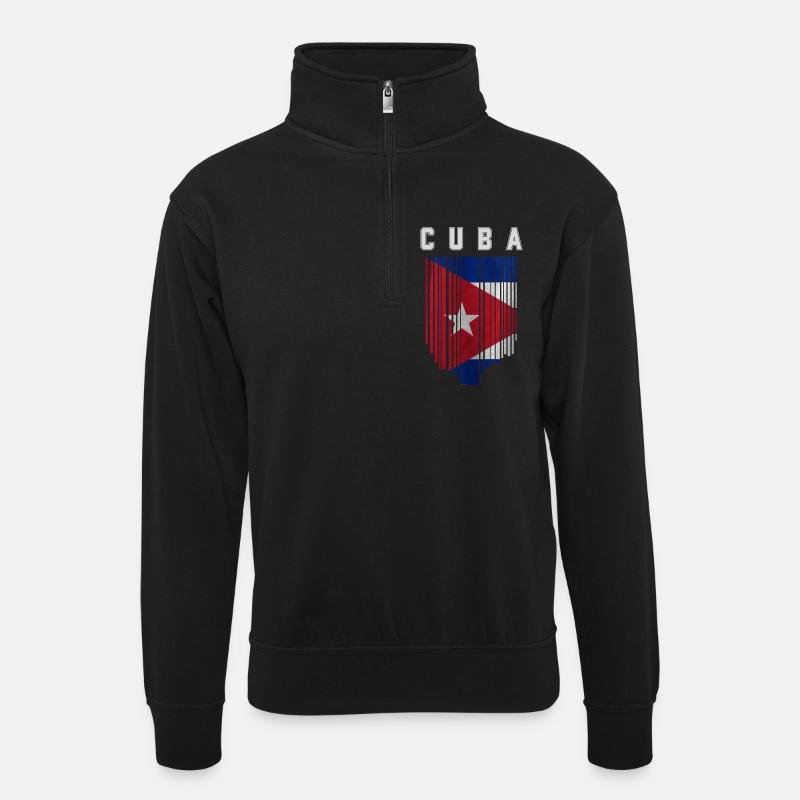 Cuban flag, Cuban pride - Unisex sweater with zip collar - black