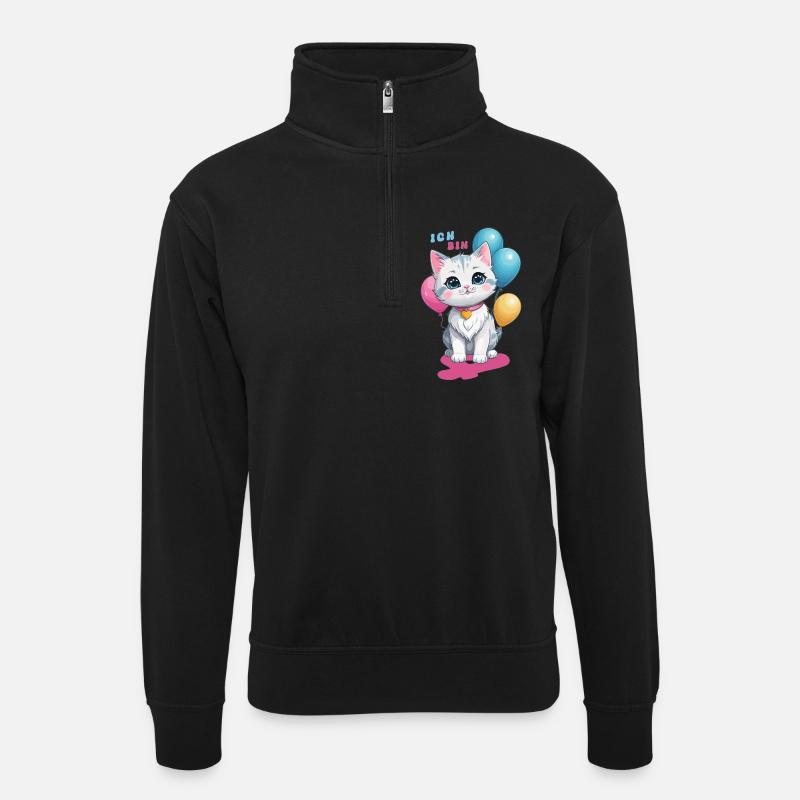 Ich bin Vier Jahre alt ! - Unisex Pullover mit Zip-Kragen - Schwarz
