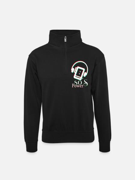 80's Power - Unisex sweater with zip collar - black