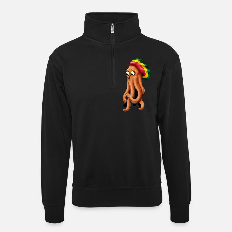 rasta krake - Unisex Pullover mit Zip-Kragen - Schwarz