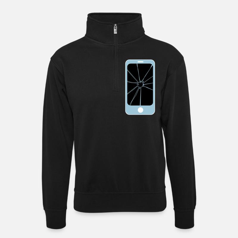 spider app - Unisex Pullover mit Zip-Kragen - Schwarz