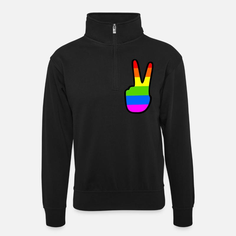 Lgbtq - Unisex Pullover mit Zip-Kragen - Schwarz