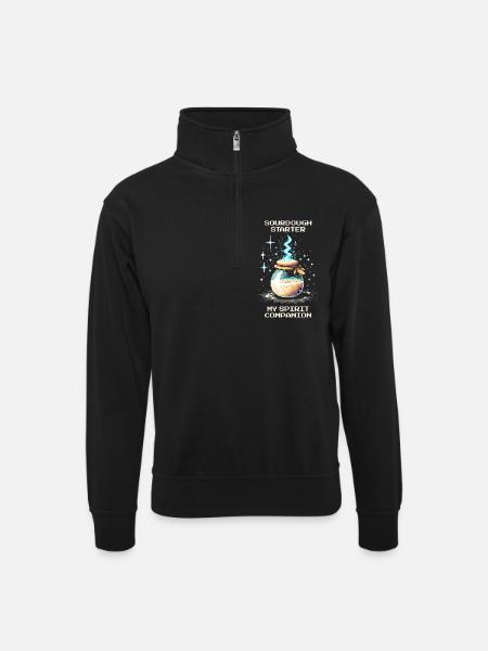 Sourdough: My soul mate | Baking bread - Unisex sweater with zip collar - black