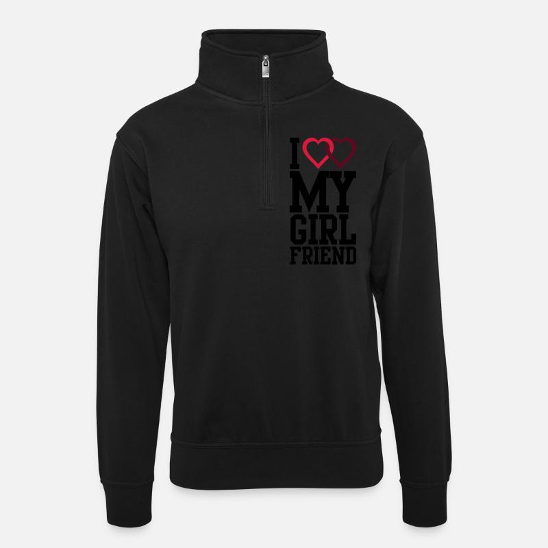 I love my Girlfriend - Sweat col montant zippé unisexe - noir