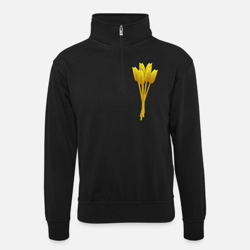 Stroh - Unisex Pullover mit Zip-Kragen - Schwarz