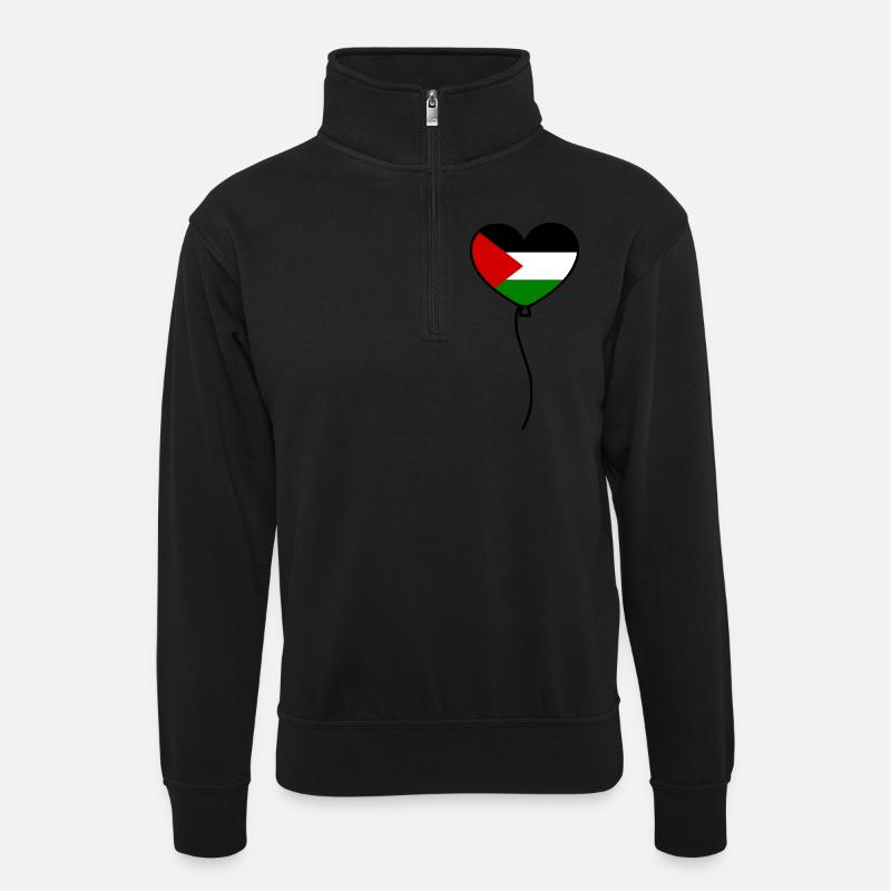 Free palestine - Unisex Pullover mit Zip-Kragen - Schwarz
