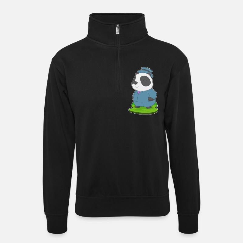 Panda Groom Wedding Suit - Unisex sweater with zip collar - black