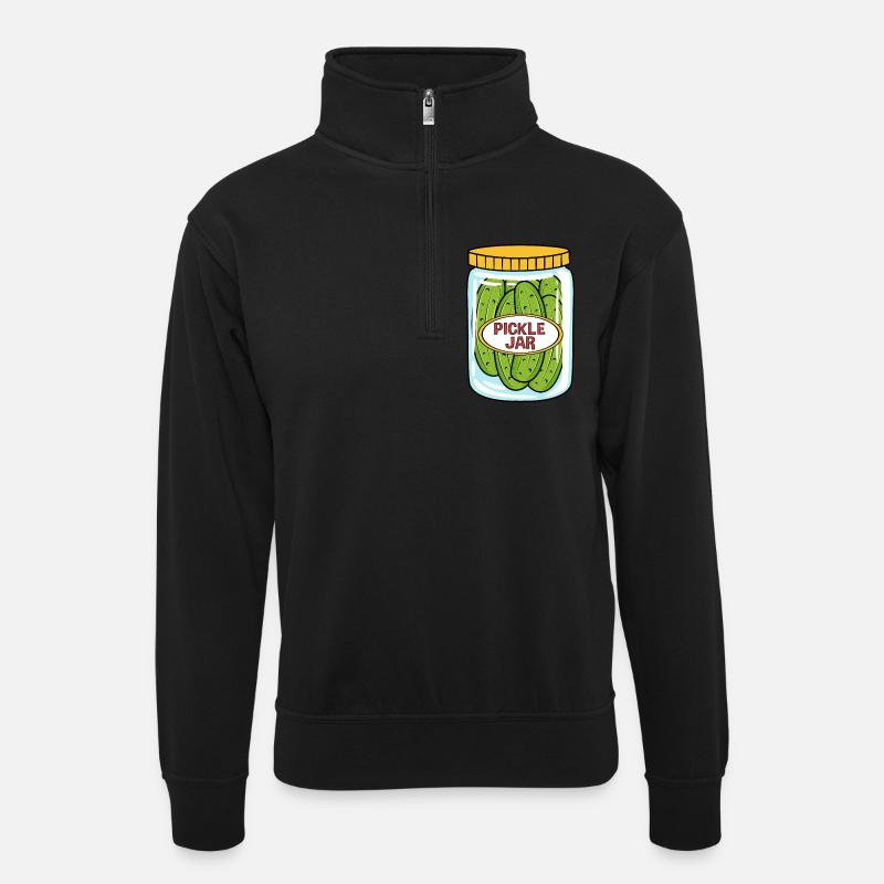 Essiggurke Gurke Gurken - Unisex Pullover mit Zip-Kragen - Schwarz