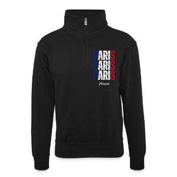 Paris France, mémoire de Paris - Sweat col montant zippé unisexe - noir - Devant