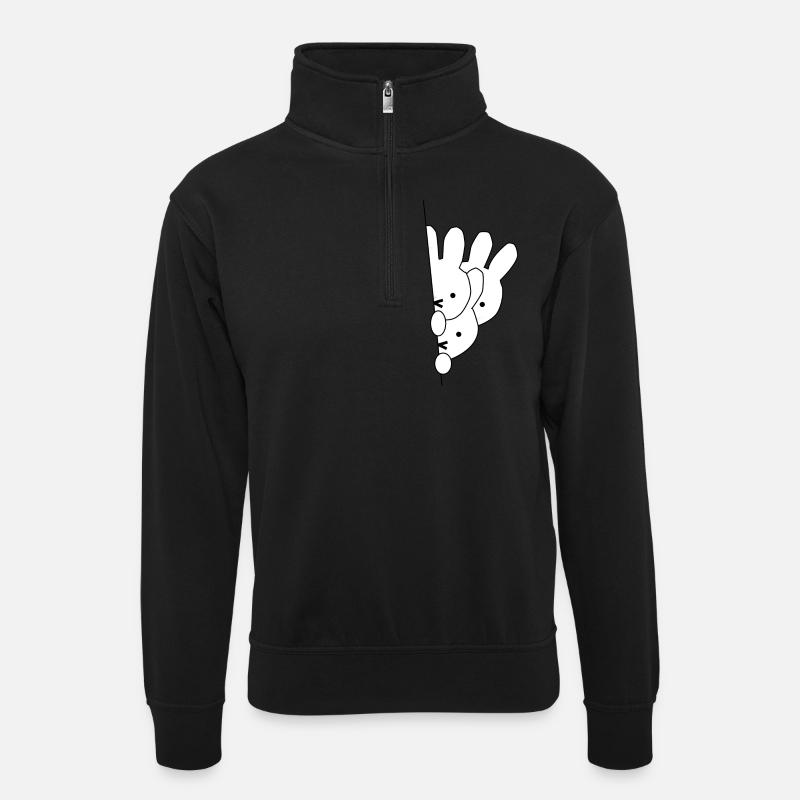 rabbit - Unisex sweater with zip collar - black