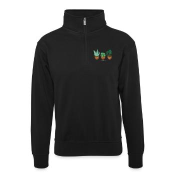 plant lover plant love - Unisex sweater with zip collar - black - Front