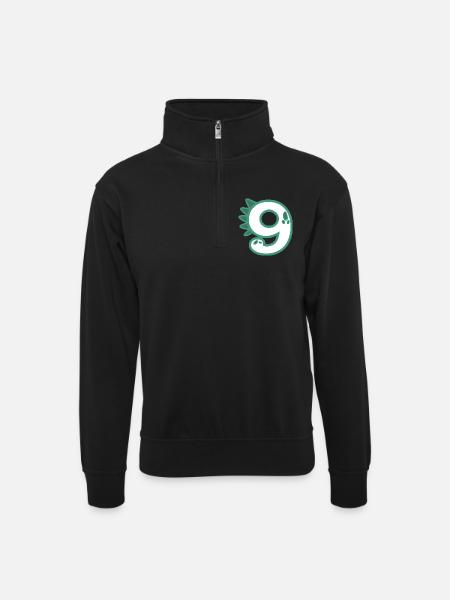 Numéro 9 - Sweat col montant zippé unisexe - noir