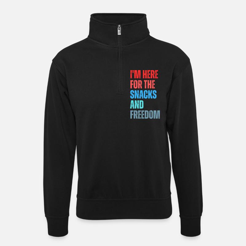 Snacking pleasure and freedom Slogan - Unisex sweater with zip collar - black