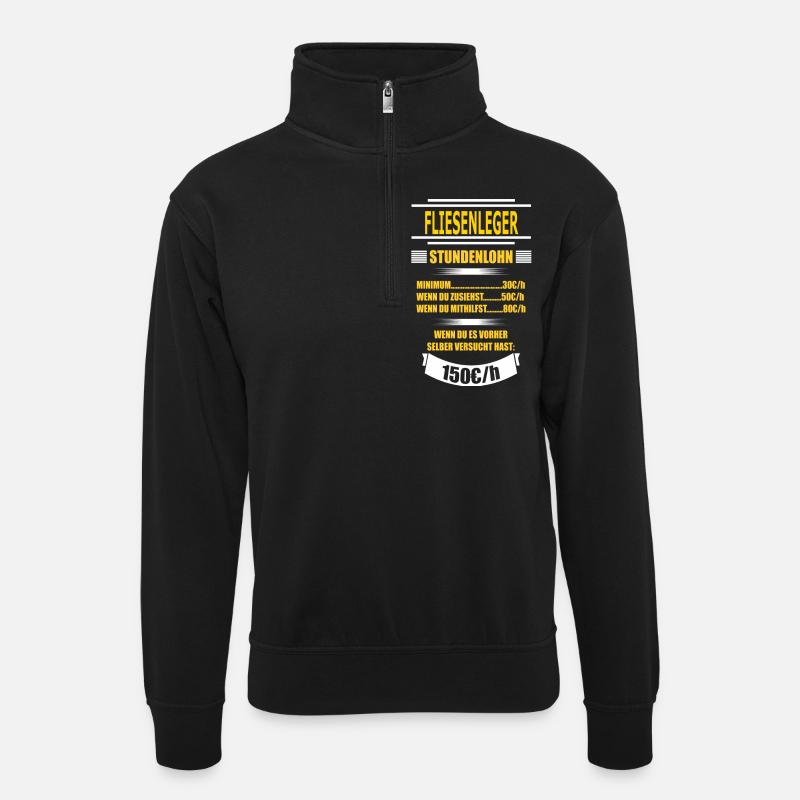 FLIESENLEGER - Unisex Pullover mit Zip-Kragen - Schwarz