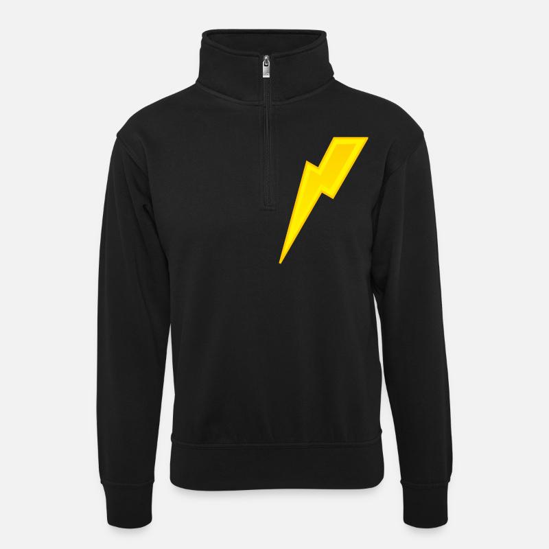 lightning - Unisex sweater with zip collar - black