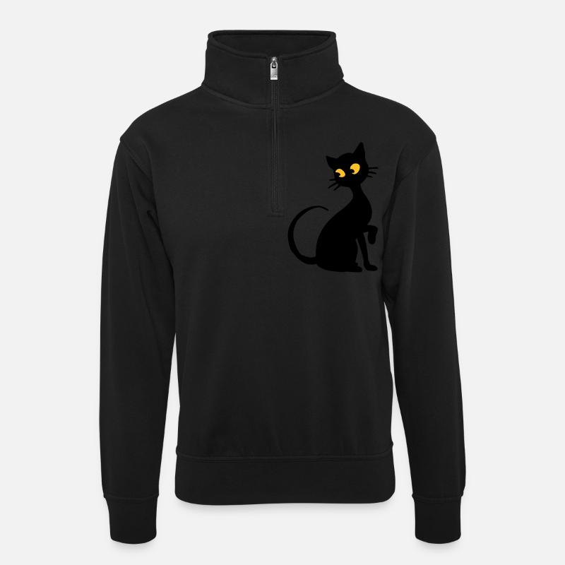 Chat - Unisex sweater with zip collar - black