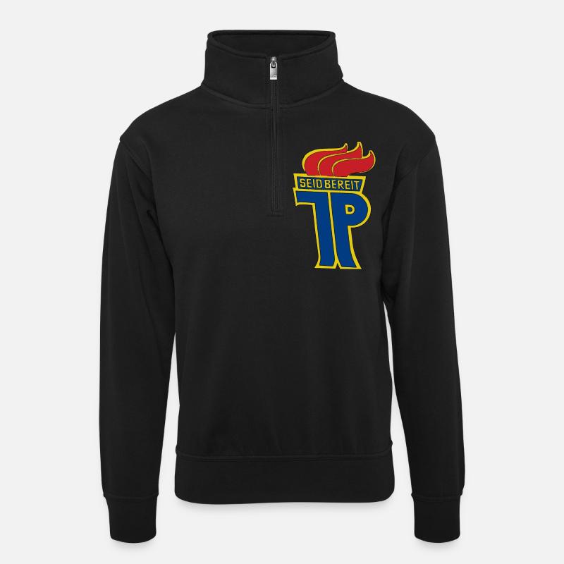 Jungpioniere seid bereit! - Unisex Pullover mit Zip-Kragen - Schwarz