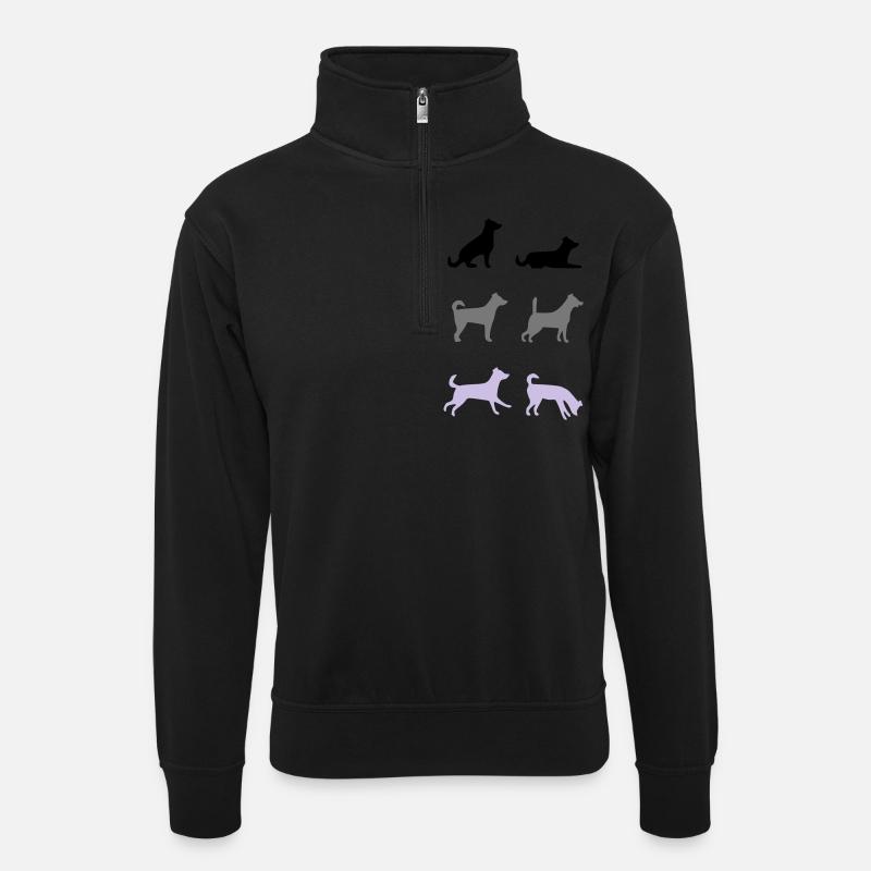 Sechs Hunde - Unisex Pullover mit Zip-Kragen - Schwarz