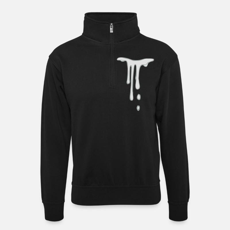 tropfen - Unisex Pullover mit Zip-Kragen - Schwarz