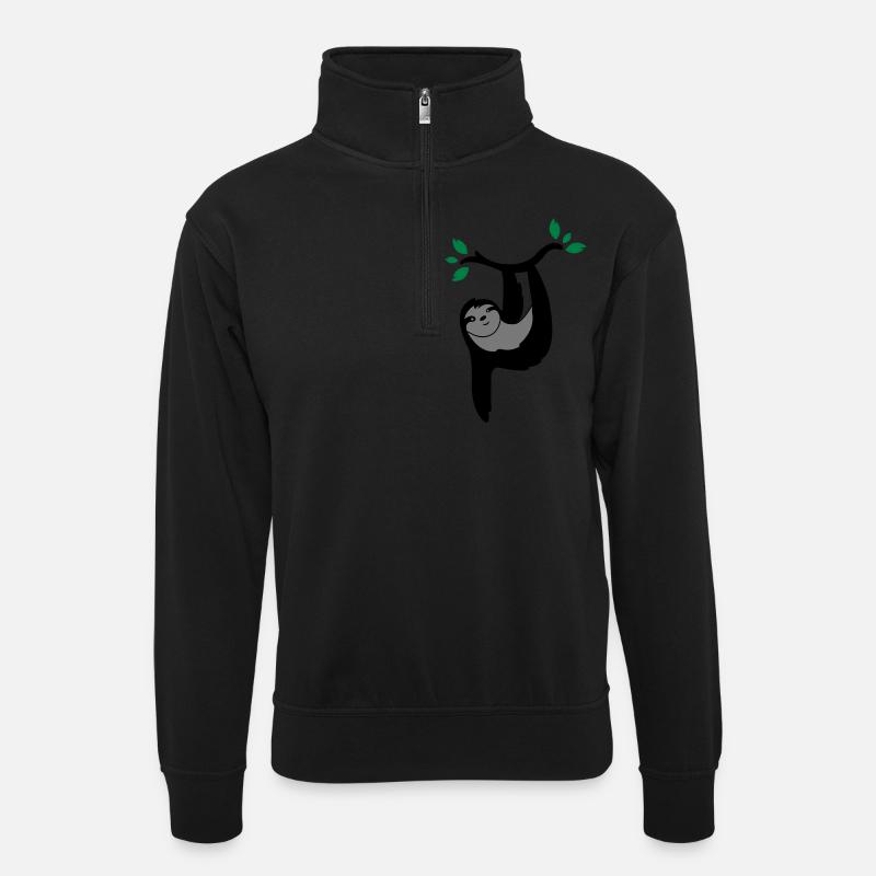 faultier_02 - Unisex Pullover mit Zip-Kragen - Schwarz