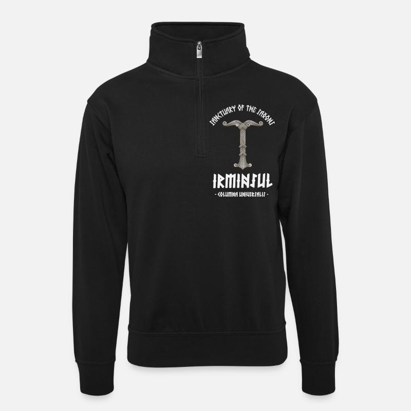 Irminsul - Säule der Welt - Unisex Pullover mit Zip-Kragen - Schwarz