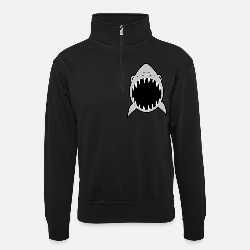 shark - Unisex sweater with zip collar - black