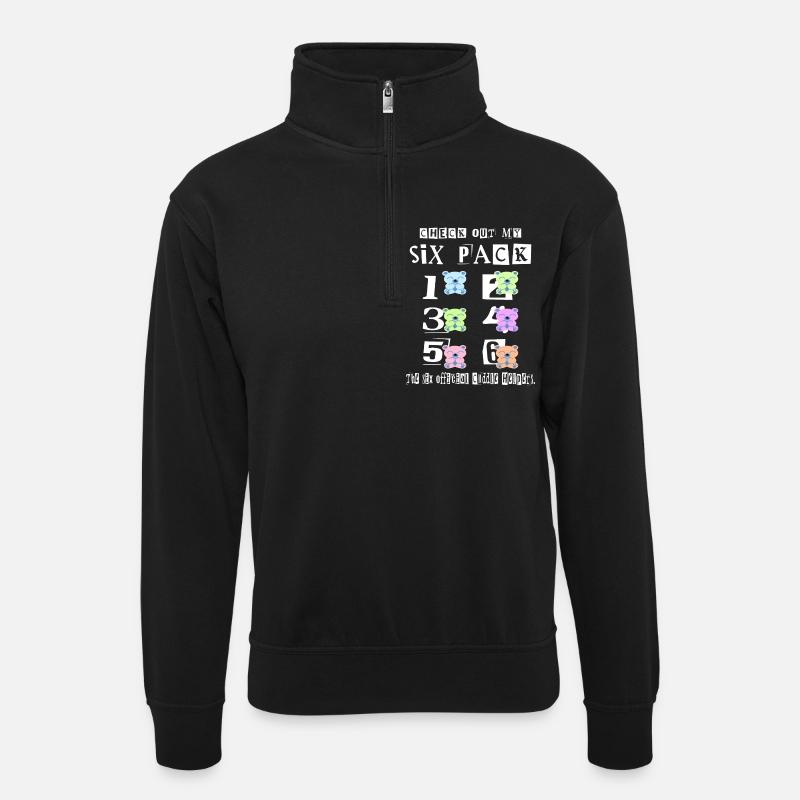 Teddy Kuschel Six Pack - Unisex Pullover mit Zip-Kragen - Schwarz