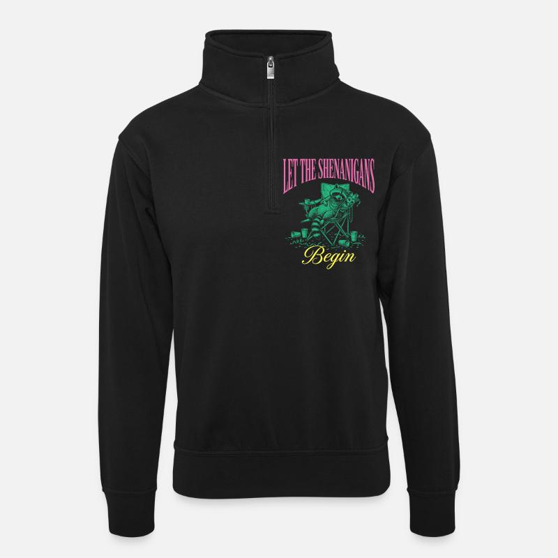 Pitreries Ratons laveurs drôles Mardi Gras - Sweat col montant zippé unisexe - noir