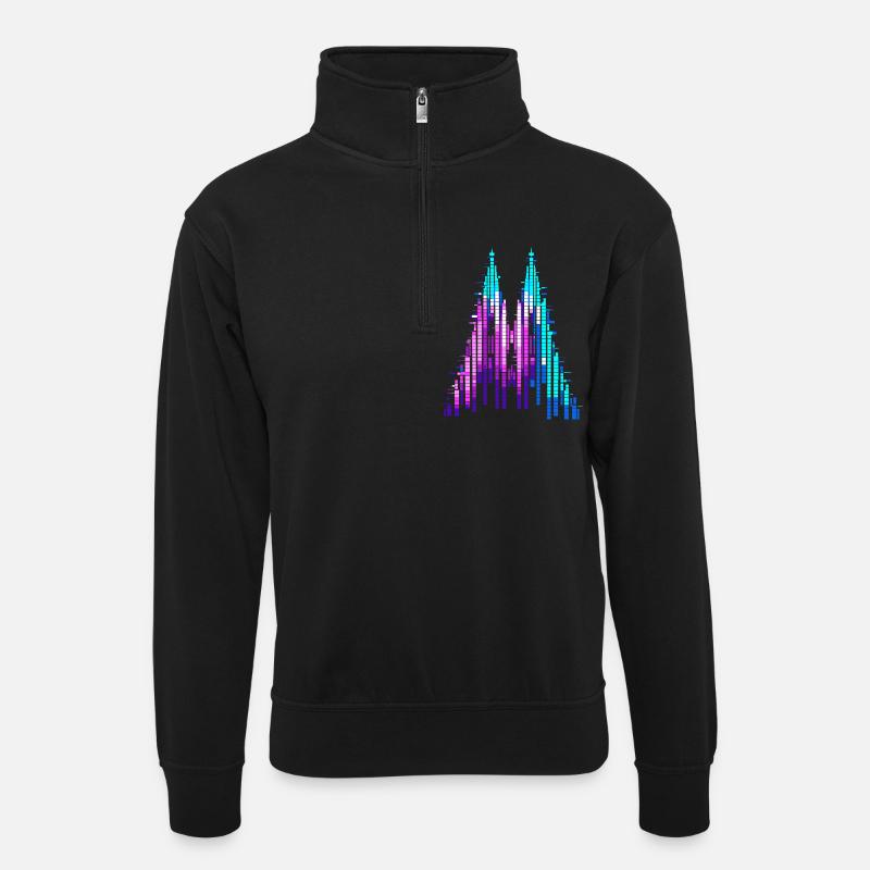 Konfetti im Herzen Köln Fasching Karneval - Unisex Pullover mit Zip-Kragen - Schwarz