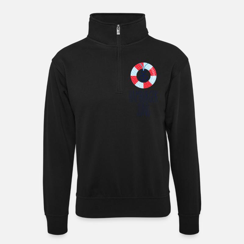Hamburger Jung - Unisex Pullover mit Zip-Kragen - Schwarz