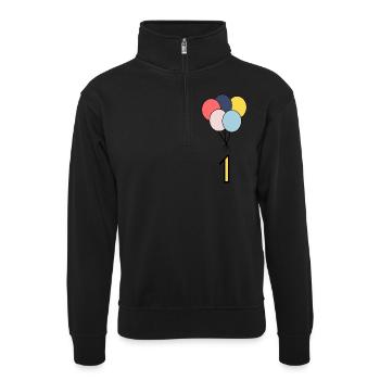 1. 1 JAHR. 1-JÄHRIGES JUBILÄUM. GEBURTSTAG 1 JAHR - Unisex Pullover mit Zip-Kragen - Schwarz - Vorne
