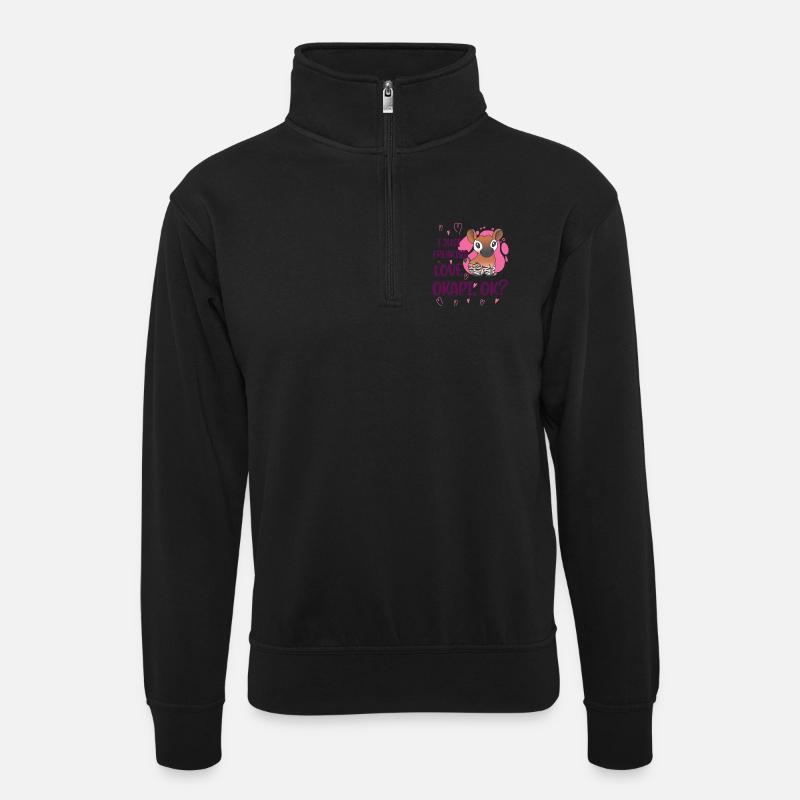 Ich liebe Okapi - Unisex Pullover mit Zip-Kragen - Schwarz