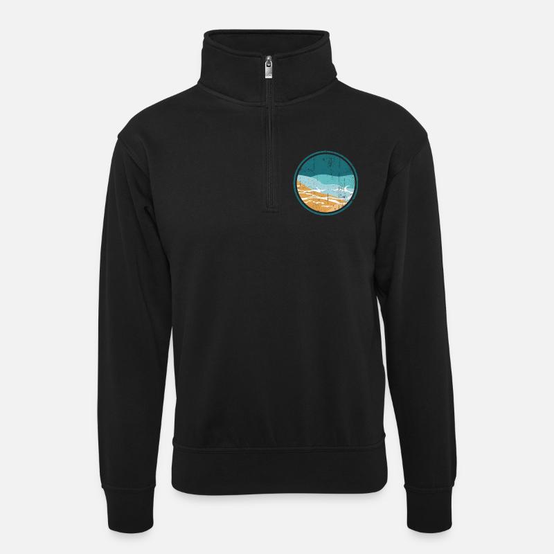 Coastal Waves Circle - Unisex Pullover mit Zip-Kragen - Schwarz
