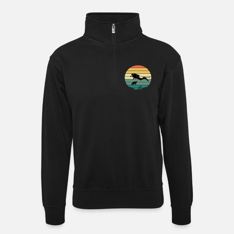 Diver and turtle - Unisex Pullover mit Zip-Kragen - Schwarz