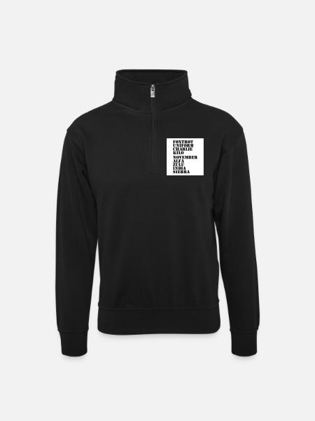 Against Nazis - Unisex sweater with zip collar - black
