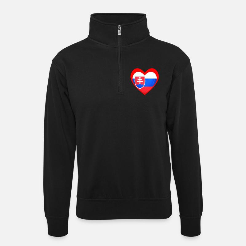Červené Srdce Slovensko - Sweat col montant zippé unisexe - noir