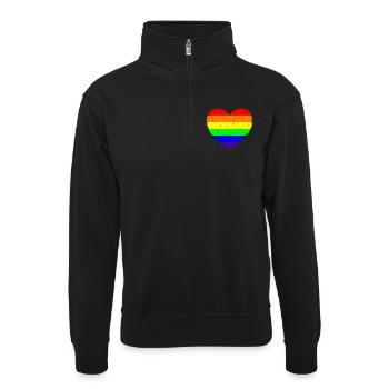 Cœur LGBTQ | Dans un style vintage - Sweat col montant zippé unisexe - noir - Devant