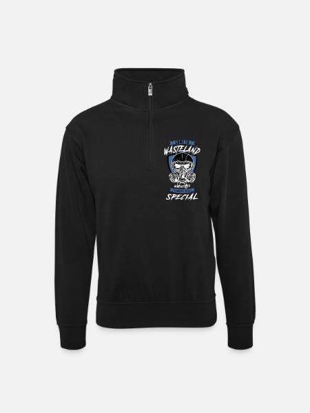 Skull Ödland - Unisex Pullover mit Zip-Kragen - Schwarz