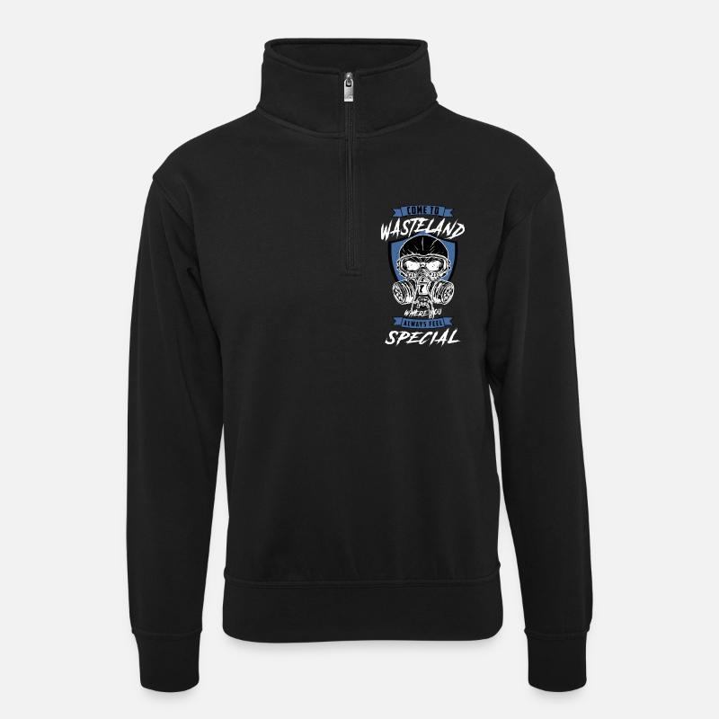 Skull Wasteland - Unisex sweater with zip collar - black