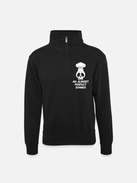 An almost perfect dinner - Unisex sweater with zip collar - black