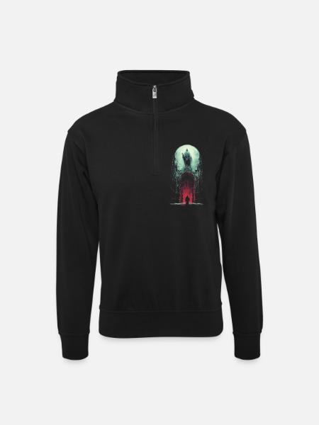 See you8 in Valhalla - Unisex sweater with zip collar - black