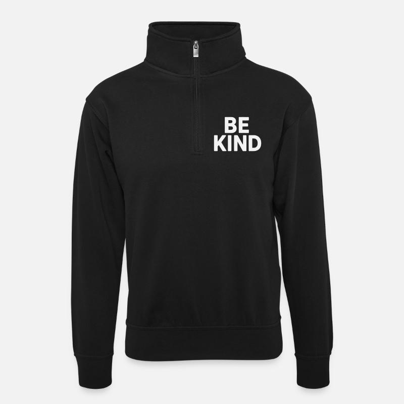Be kind slogan plain - Unisex sweater with zip collar - black