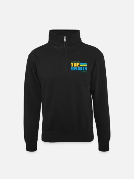Design drapeau Rwanda Keep Calm - Sweat col montant zippé unisexe - noir