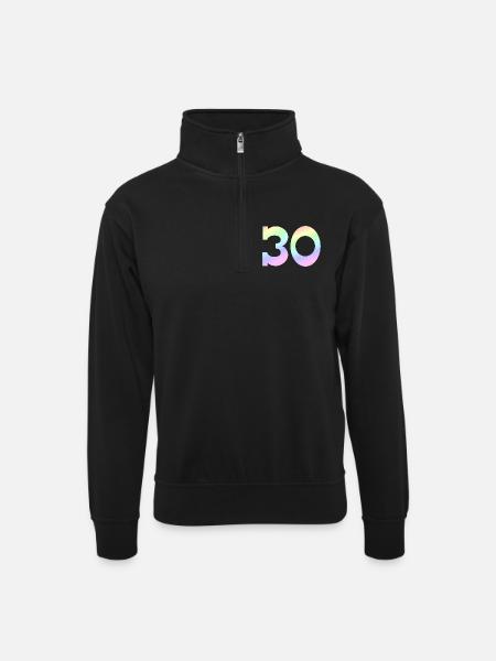feiern, 30 pastell Verlauf - Unisex Pullover mit Zip-Kragen - Schwarz