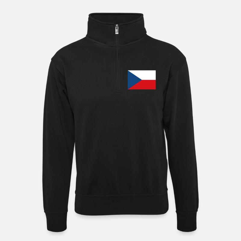 Tschechien Flagge - Unisex Pullover mit Zip-Kragen - Schwarz