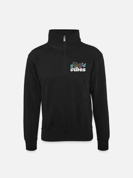 good_vibes - Sweat col montant zippé unisexe - noir