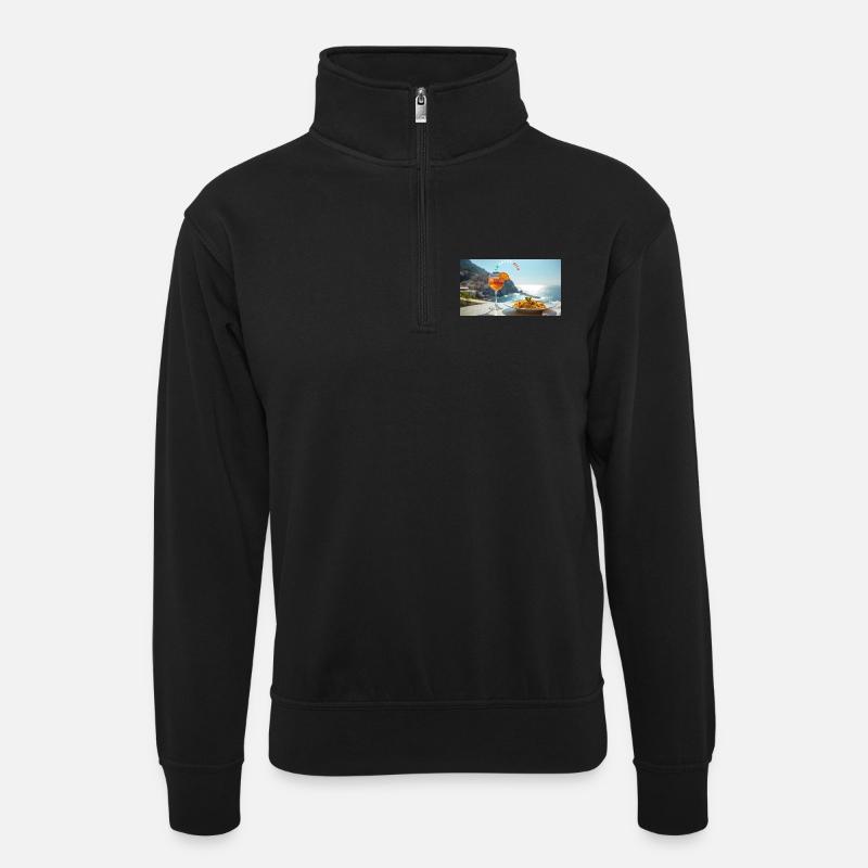 La dolce vita - Unisex Pullover mit Zip-Kragen - Schwarz